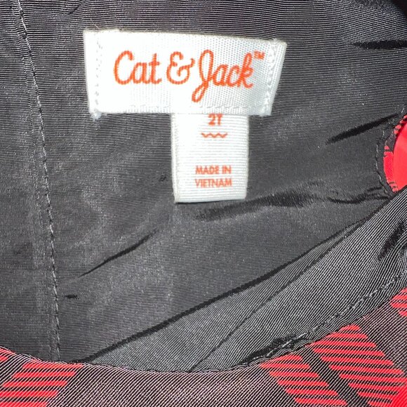 Cat & Jack Red Plaid Holiday Dress Bow Layered Taffeta Girls 2T 3T 4T 5T NWT Kid - Picture 5 of 9
